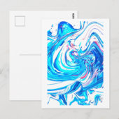 Blauw Acryl Schilderen Abstract Splatter Swirl Briefkaart (Voorkant / Achterkant)