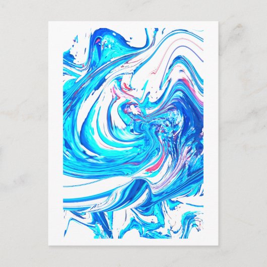 Blauw Acryl Schilderen Abstract Splatter Swirl Briefkaart (Voorkant)