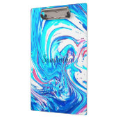 Blauw Acryl Schilderen Abstract Splatter Swirl Klembord (Links)