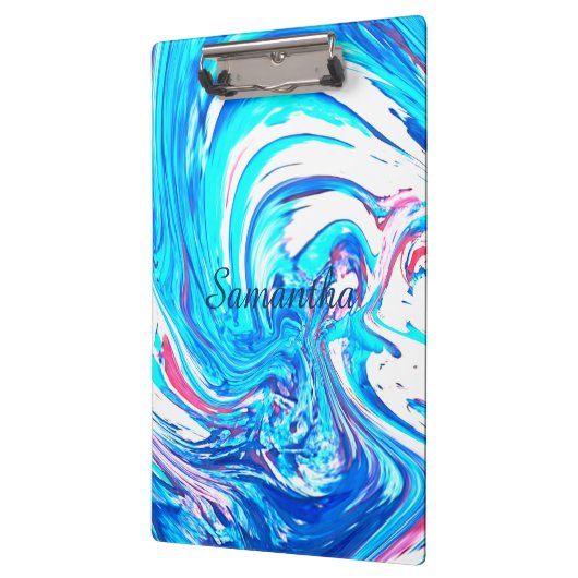 Blauw Acryl Schilderen Abstract Splatter Swirl Klembord (Links)