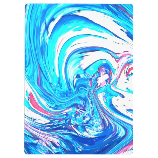 Blauw Acryl Schilderen Abstract Splatter Swirl Klembord (Achterkant)