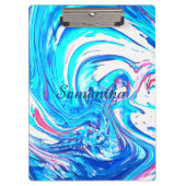 Blauw Acryl Schilderen Abstract Splatter Swirl Klembord (Voorkant)
