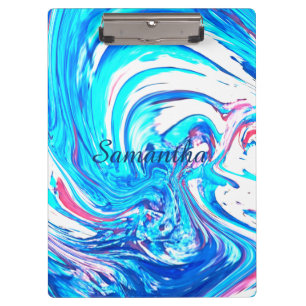 Blauw Acryl Schilderen Abstract Splatter Swirl Klembord