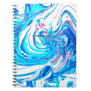 Blauw Acryl Schilderen Abstract Splatter Swirl Notitieboek
