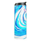 Blauw Acryl Schilderen Abstract Splatter Swirl Thermosbeker (Gedraaid links)