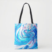 Blauw Acryl Schilderen Abstract Splatter Swirl Tote Bag (Voorkant)