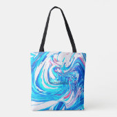 Blauw Acryl Schilderen Abstract Splatter Swirl Tote Bag (Achterkant)