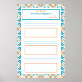 Blauw ADHD Meisje's Goal Habit Tracker Grafiek Dow Poster (Voorkant)