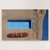 Blauw Adobe-venster met 1000 vel op Taos Legpuzzel (Horizontaal)