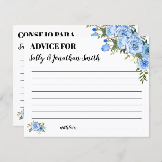 Blauw advies voor een tweetalige doucherekaart voo (Voorkant / Achterkant)