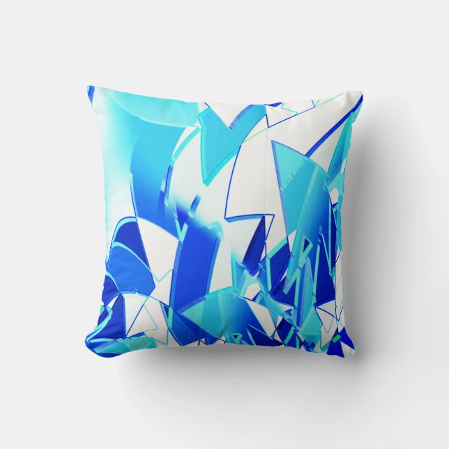 Blauw afbeelding knipsel onregelmatig verdraaid kussen (Voorkant)