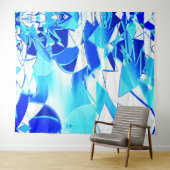 Blauw afbeelding knipsel onregelmatig verdraaid wandkleed (In Situ (horizontaal))