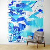 Blauw afbeelding knipsel onregelmatig verdraaid wandkleed (In situ)