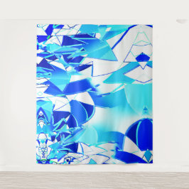 Blauw afbeelding knipsel onregelmatig verdraaid wandkleed