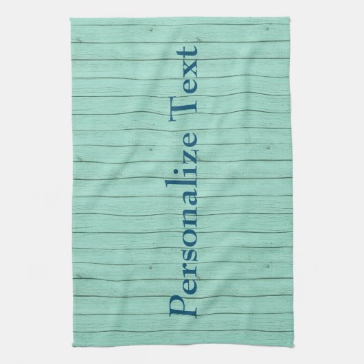 Blauw Afbeelding van hout personaliseren Theedoek (Verticaal)