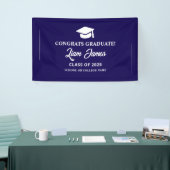 Blauw afgestudeerd Gefeliciteerd met je afstuderen Spandoek (Beurs)