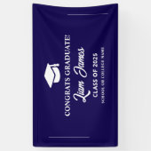 Blauw afgestudeerd Gefeliciteerd met je afstuderen Spandoek (Verticaal)
