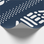 Blauw Afrikaans Bogolan Textiel Geïnspireerd Verpa Cadeaupapier (Hoek)