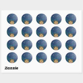 Blauw Afro Ebony Meisje Groot Haar Ronde Sticker (Vel)