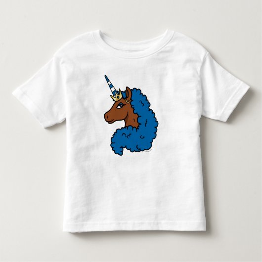 Blauw Afro Eenhoorn Kinder Shirts (Voorkant)