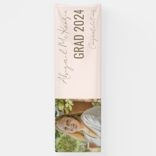 Blauw Afstudeerder Foto Gouden Tekst Afstuderen Ba Spandoek (Verticaal)