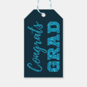Blauw Afstudeerder Glitter Cadeaulabel (Voorkant)