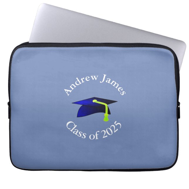 Blauw afstudeerder pet - Klasse van 2025 -jouw naa Laptop Sleeve (Voorkant)