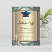 Blauw Afstudeerder Pet, Wijn, Glas Champagne Kaart (Staand voorkant)