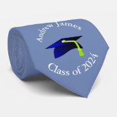 Blauw afstudeerders pet - Klasse van 2024 - jouw n Stropdas (Opgerold)