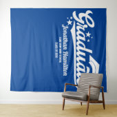 Blauw afstudeerfeest achtergrond wandkleed (In Situ (horizontaal))