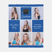 Blauw afstudeerfoto collage Aangepaste afstuderen  Fleece Deken (Voorkant)