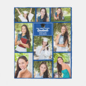 Blauw Afstudeerfoto Collage Aangepaste Afstuderen Fleece Deken (Voorkant)
