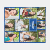 Blauw Afstudeerfoto Collage Aangepaste Afstuderen Fleece Deken (Voorkant (Horizontaal))