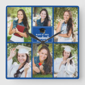 Blauw afstudeerfoto collage Aangepaste afstuderen Vierkante Klok (Voorkant)