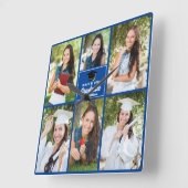 Blauw afstudeerfoto collage Aangepaste afstuderen Vierkante Klok (Hoek)