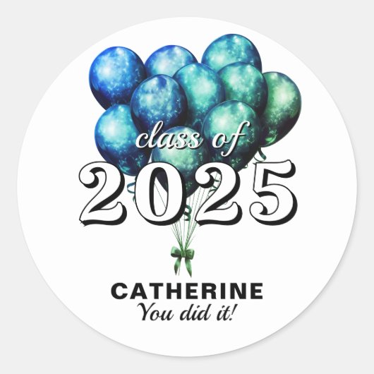 Blauw Afstuderen 2025 Ronde Sticker (Voorkant)