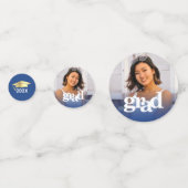 Blauw afstuderen 3 foto moderne vetgedrukte typogr confetti (Achterkanten)