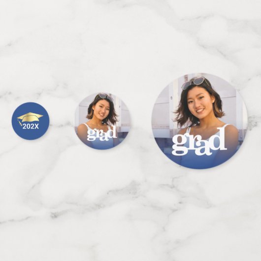 Blauw afstuderen 3 foto moderne vetgedrukte typogr confetti (Achterkanten)