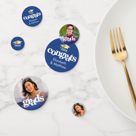 Blauw Afstuderen 3 Foto vet typografie 2 namen Confetti (Groep)