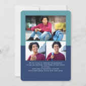 Blauw Afstuderen 4 Foto Bold Arch Script Modern Aankondiging (Achterkant)