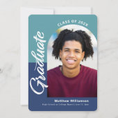 Blauw Afstuderen 4 Foto Bold Arch Script Modern Aankondiging (Voorkant)