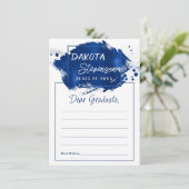 Blauw Afstuderen | Advies van Paint Splatter Afstu Kaart (Staand voorkant)