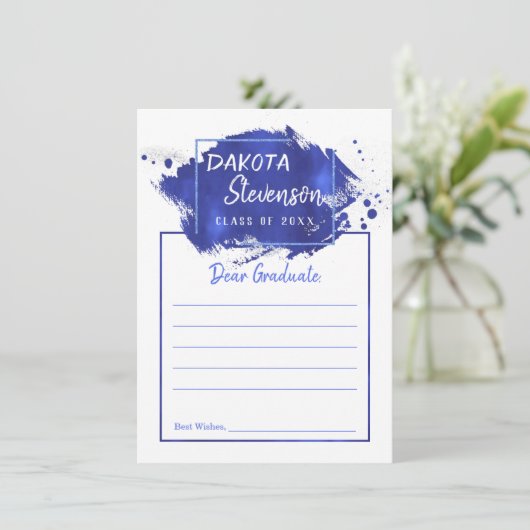 Blauw Afstuderen | Advies van Paint Splatter Afstu Kaart (Staand voorkant)