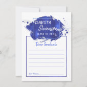 Blauw Afstuderen | Advies van Paint Splatter Afstu Kaart (Voorkant)