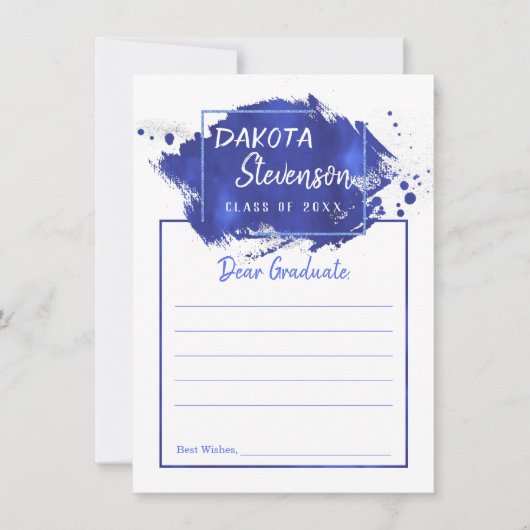 Blauw Afstuderen | Advies van Paint Splatter Afstu Kaart (Voorkant)