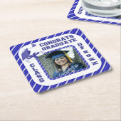 Blauw Afstuderen Afstuderen Schoolpartij Onderzett Kartonnen Onderzetters (Schuin)