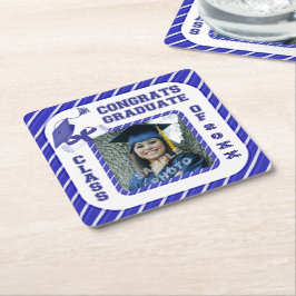 Blauw Afstuderen Afstuderen Schoolpartij Onderzett Kartonnen Onderzetters