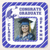 Blauw Afstuderen Afstuderen Schoolpartij Onderzett Kartonnen Onderzetters (Voorkant)