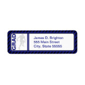 Blauw Afstuderen Football Retour Adreslabels Etiket (Voorkant)