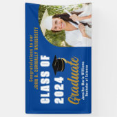 Blauw Afstuderen Foto Arch Modern Graduation Party Spandoek (Verticaal)